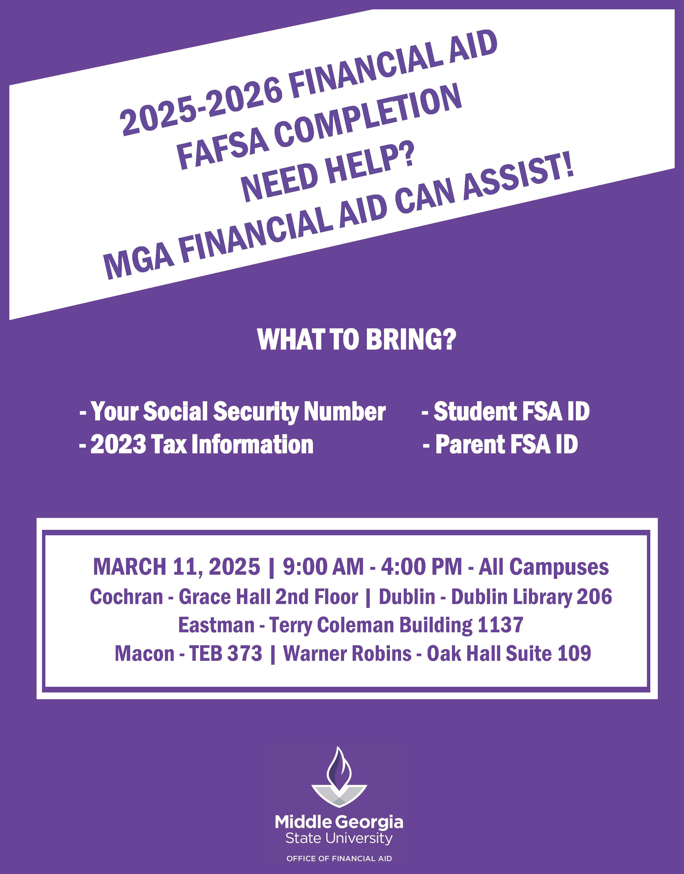 FAFSA Completion event flyer.